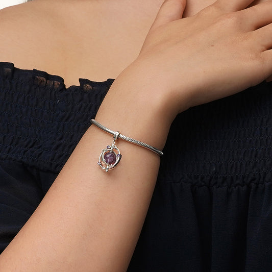Gnoce Rotatable Natural Amethyst Galaxy Pendant Dangle Charm_7