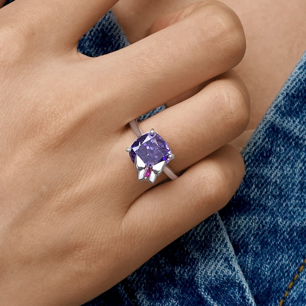 Gnoce Purple Square-cut Butterfly Promise Ring_5