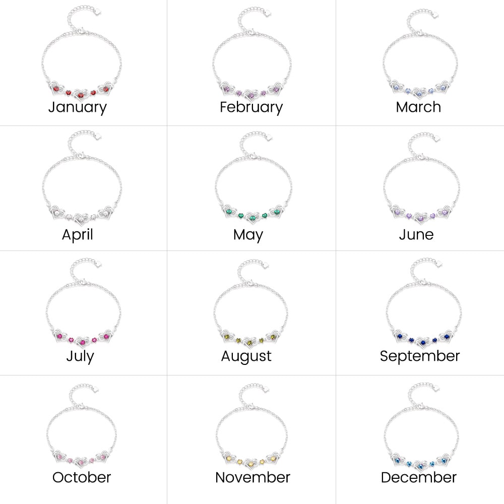 Gnoce Silver Infinite Love Heart Birthstone Bracelet_6