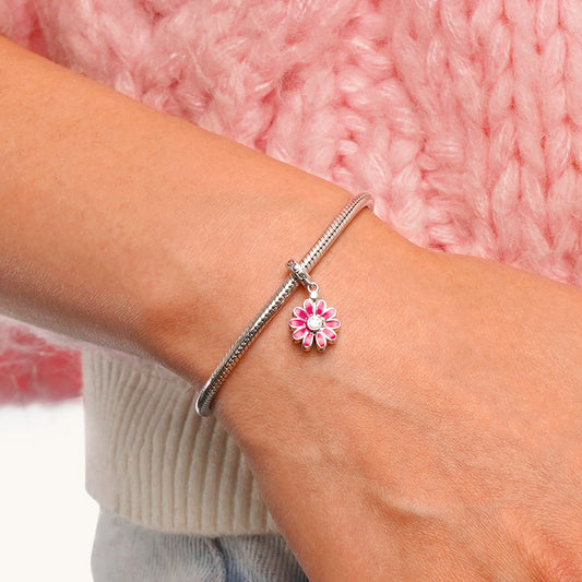 Gnoce Engravable Name Daisy Birthstone Pendant Dangle Charm_6