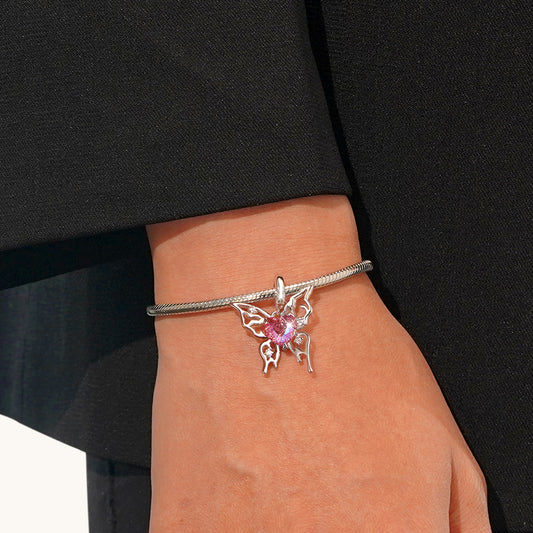 Gnoce Pink Heart Butterfly Pendant Dangle Charm_7