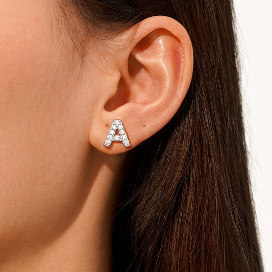 Gnoce Personalized Diamond Initial Letter Stud Earrings_4