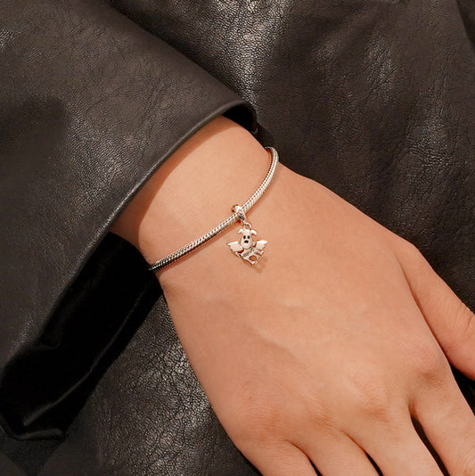 Gnoce Rotating Joint Engravable Puppy Pendant Dangle Charm_6