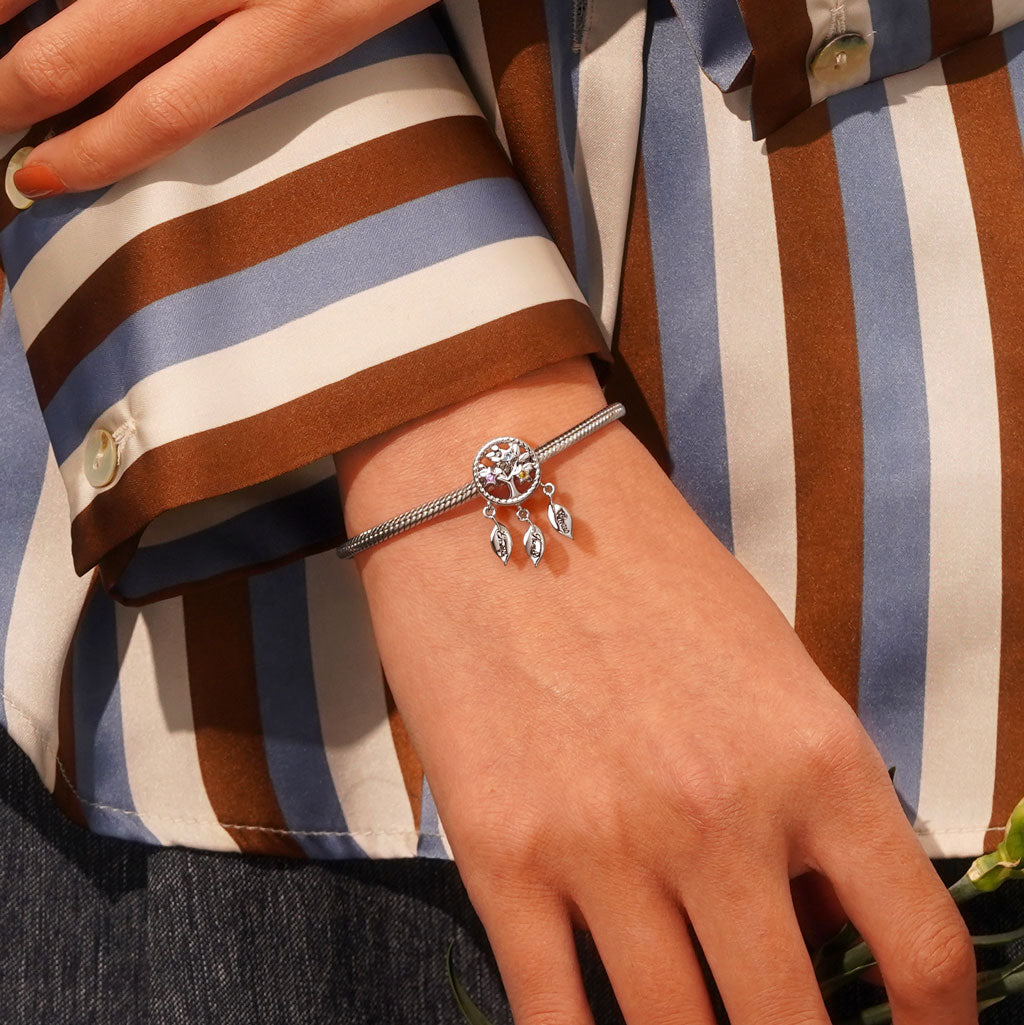 Gnoce Engravable Dream Catcher Tree of Life Birthstone Charm_7