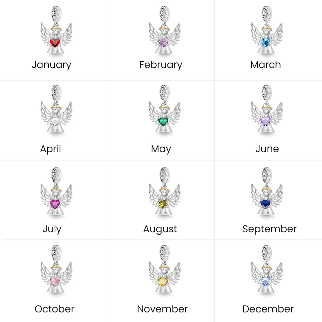 Gnoce Angel Wings Embraces Heart Birthstone Charm_7
