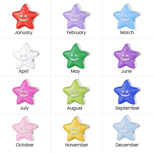 Gnoce Glow-in-the-Dark Star Smiley Face Birthstone Charm_7
