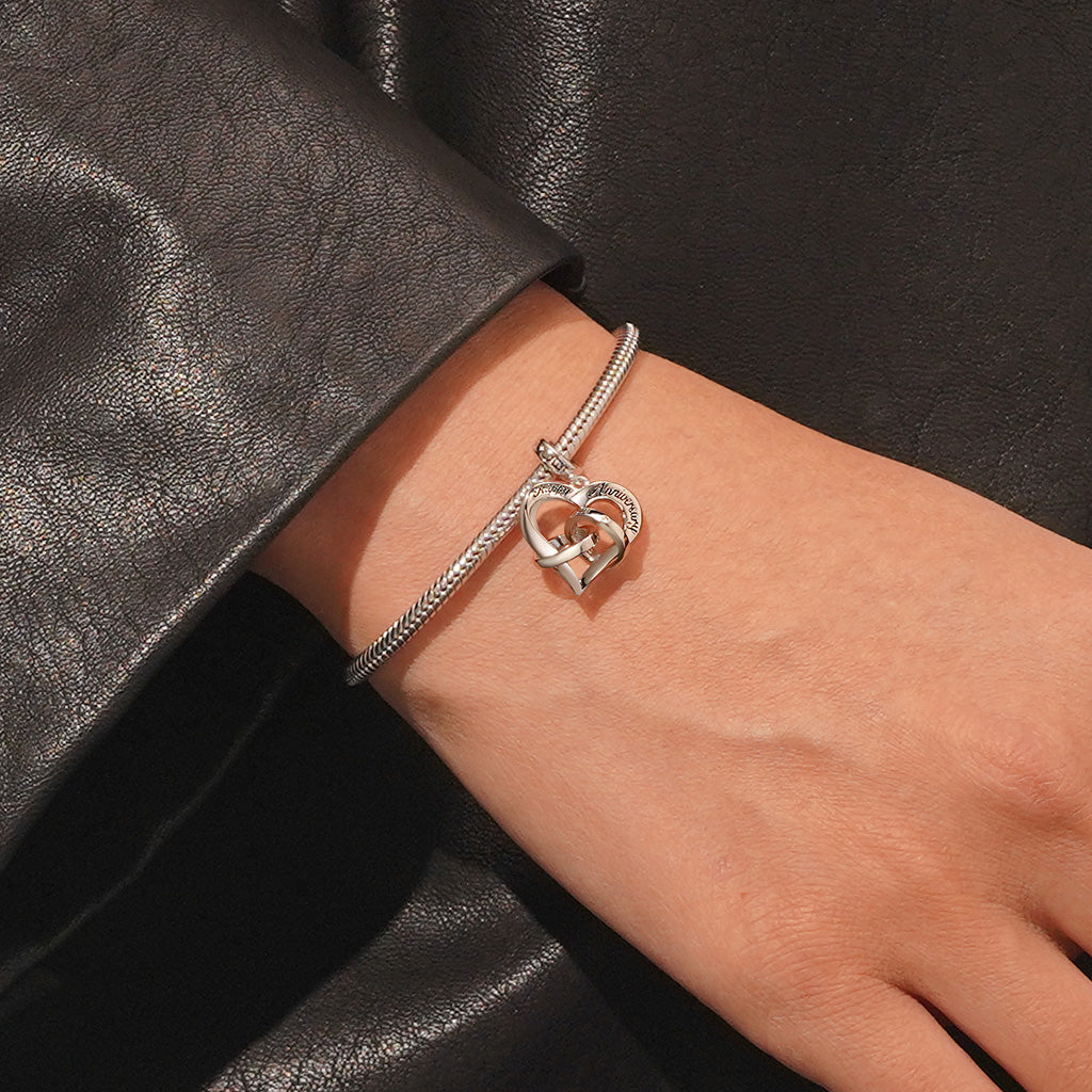 Gnoce Engravable Happy Anniversary Ring Heart Pendant Dangle Charm_6