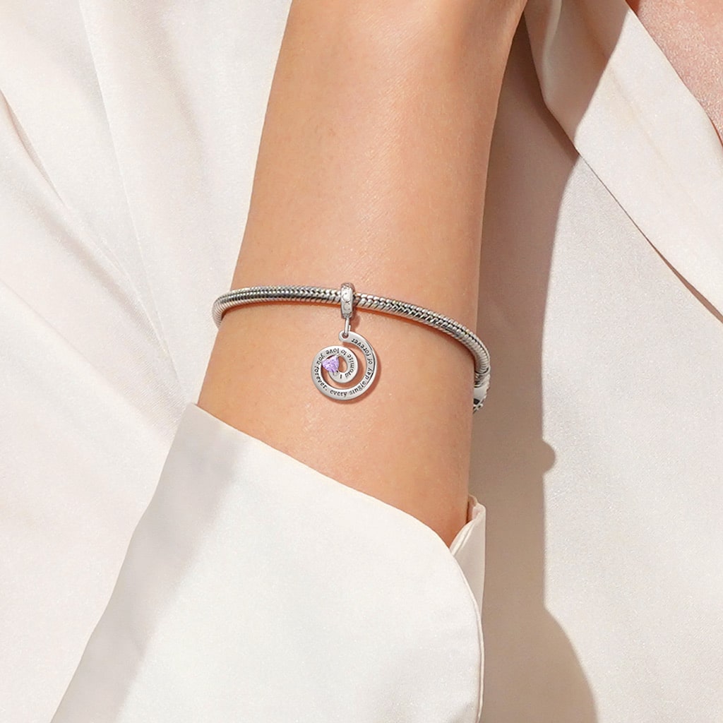 Gnoce "I promise to love you forever" Spiral Love Pendant Dangle Charm_6