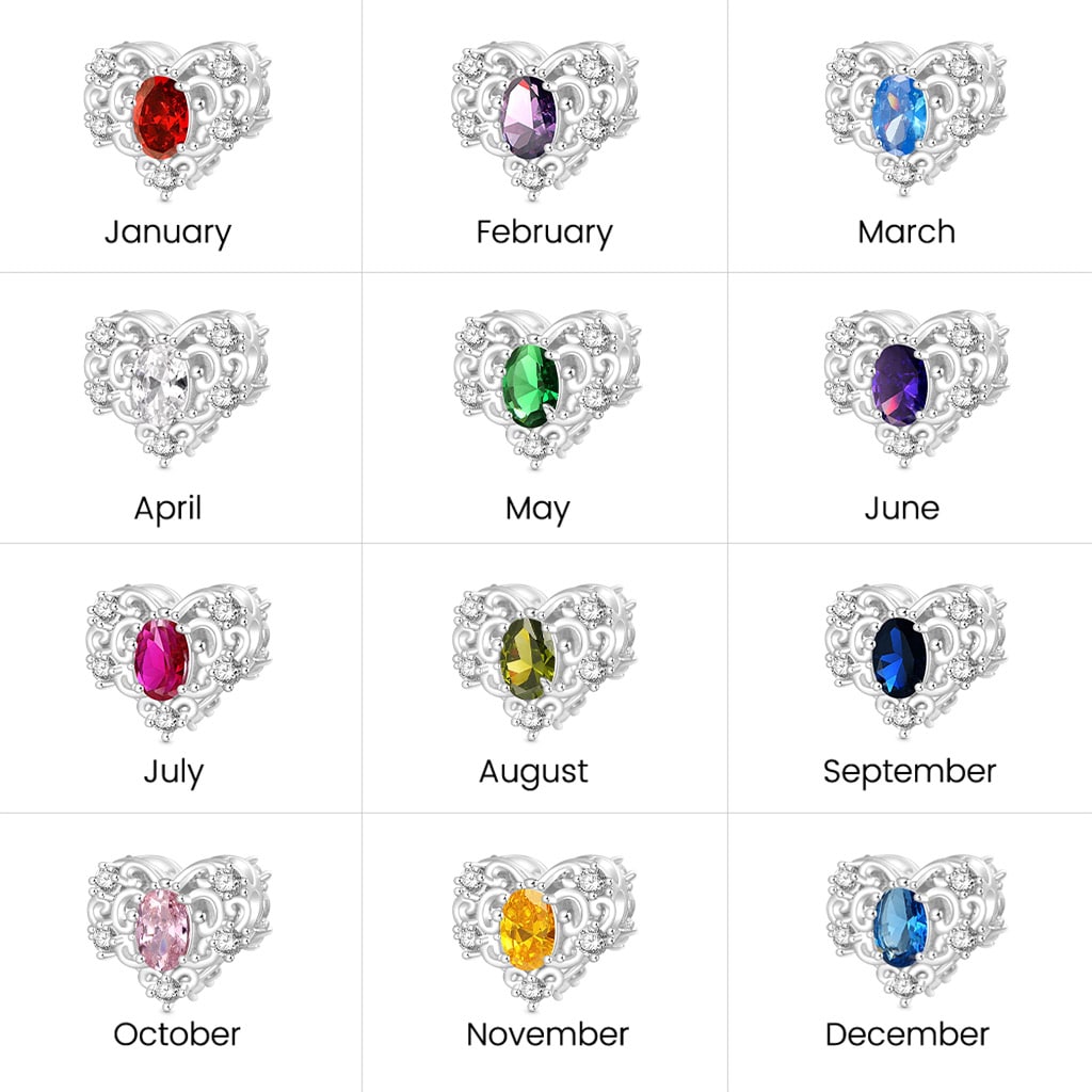 Gnoce Birthstone Hollow Love Heart Charm_6