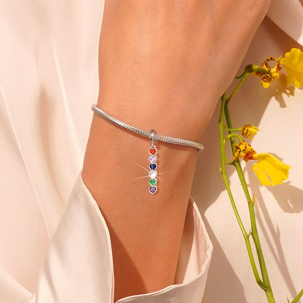 Gnoce Personalized Heart Birthstone Pendant Dangle Charm_7