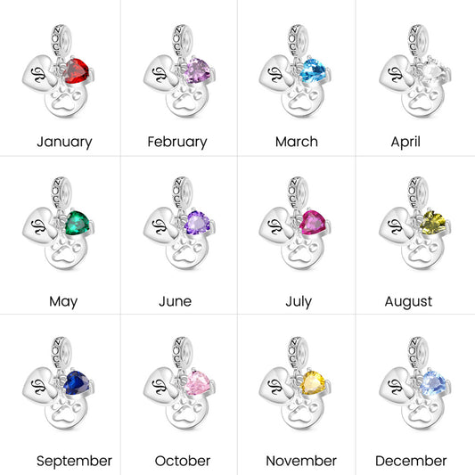 Gnoce Personalized Initial Letter Pet Love Birthstone Pendant Dangle Charm_7