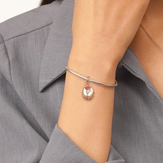 Gnoce Openable Rose Personalized Photo Engravable Pendant Dangle Charm_5