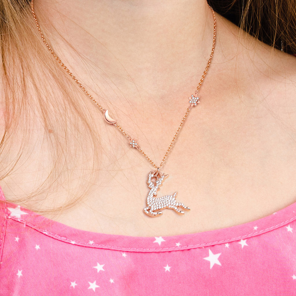 Gnoce Elk Necklace Paved with Stones_5