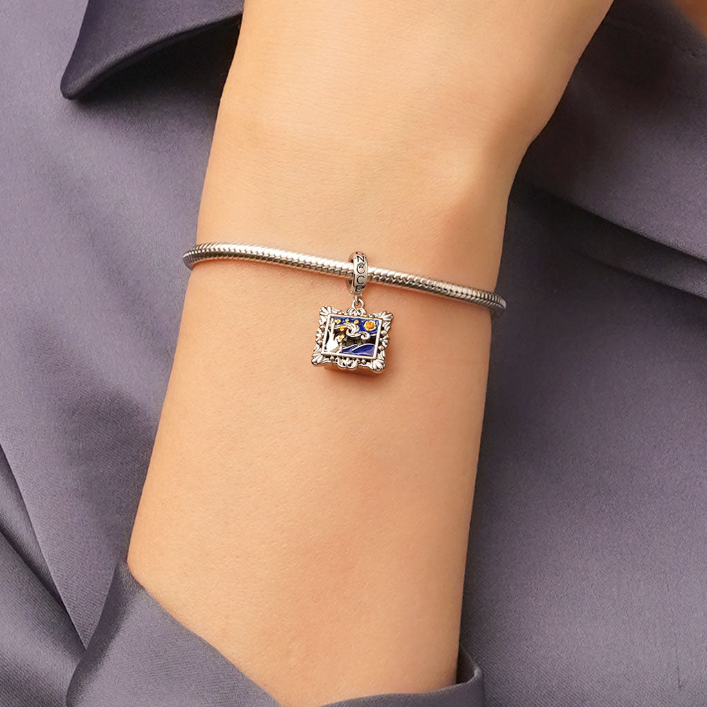 Gnoce Van Gogh's Starry Night Charm Platinum-plated Silver Blend_7