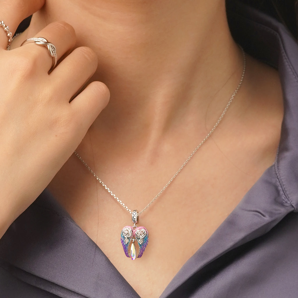 Gnoce “My love My life” Angel Wing Pendant Dangle Charm_6