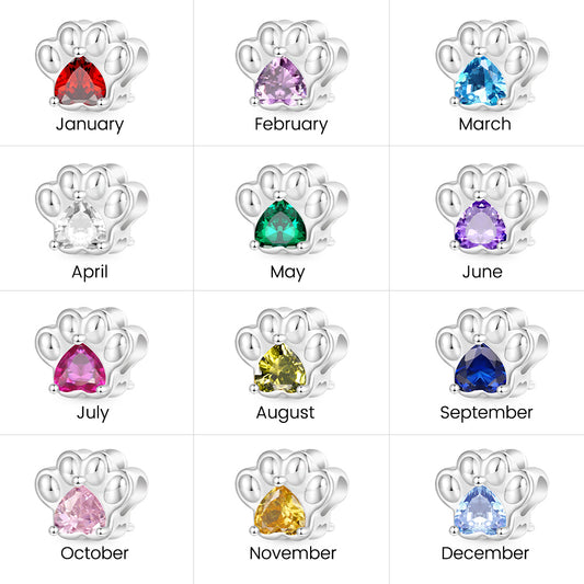 Gnoce Pet Paw Heart Birthstone Charm_6