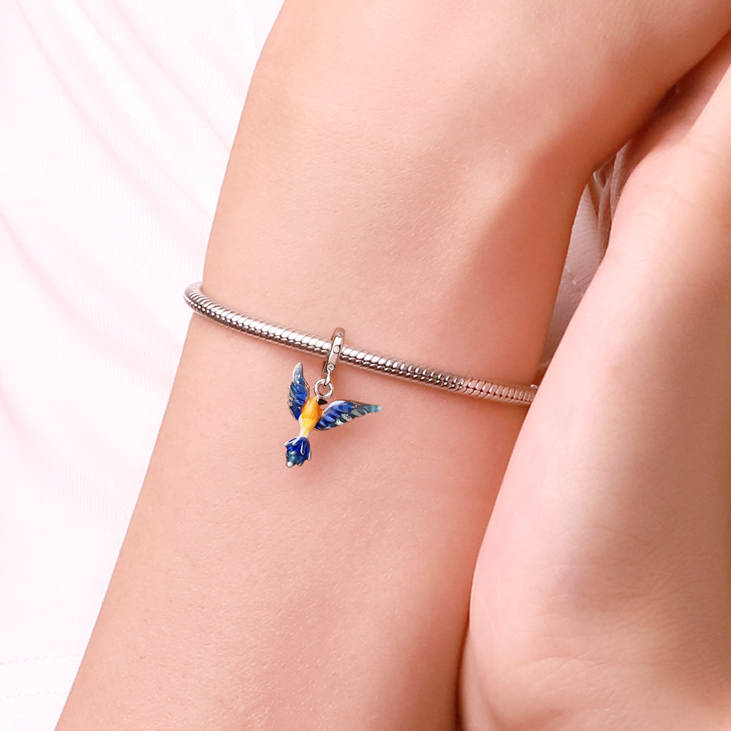 Gnoce Enamel Hummingbird Pendant Dangle Charm_6