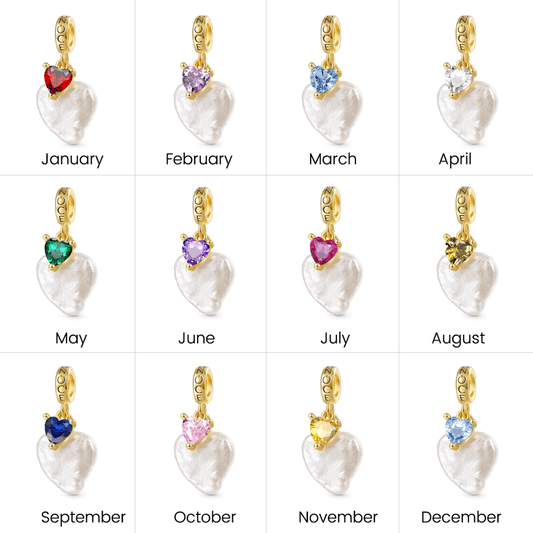 Gnoce Irregular Heart Pearl Birthstone Pendant Dangle Charm_7