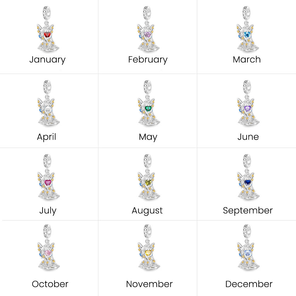 Gnoce Fairy Queen Titania Embraces Heart Birthstone Pendant Dangle Charm_7