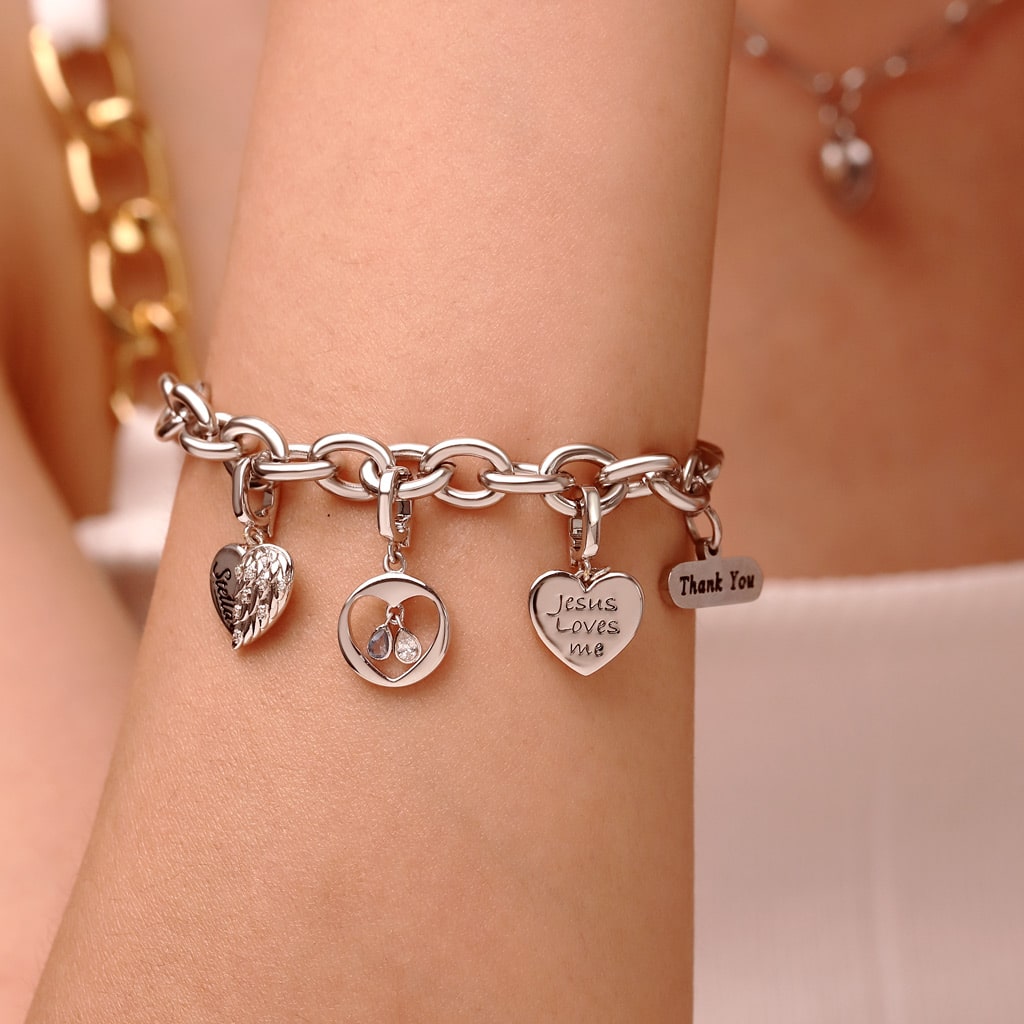 Gnoce Pear Birthstone Heart Clasp Clusters Charm_7