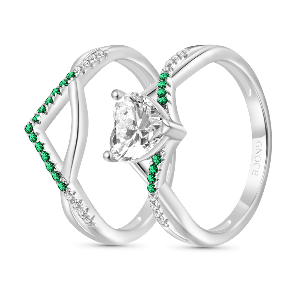 Gnoce Heart Cut Wishbone Stackable Ring Set_2