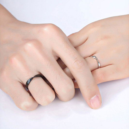 Gnoce Mobius Black & White Couple Rings_4