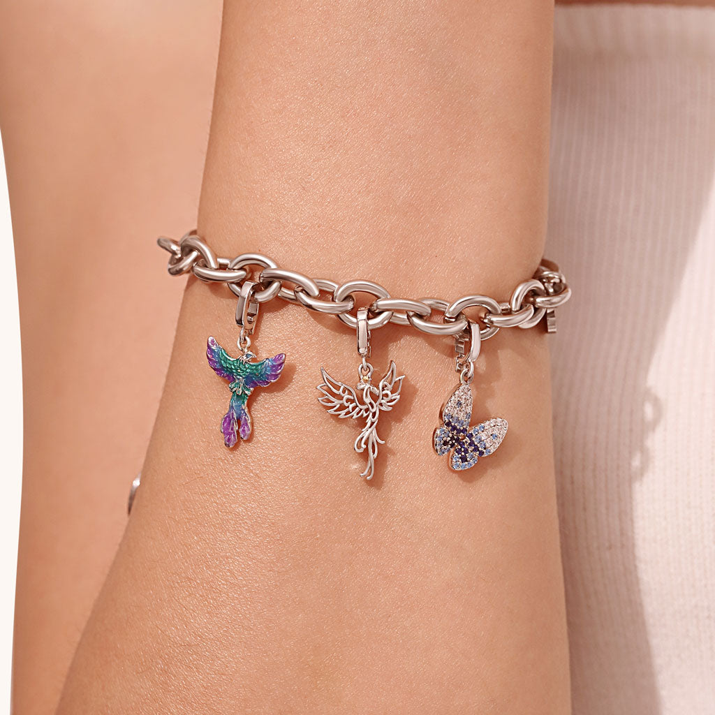 Gnoce Phoenix Clasp Clusters Charm Platinum-plated Silver Blend_6
