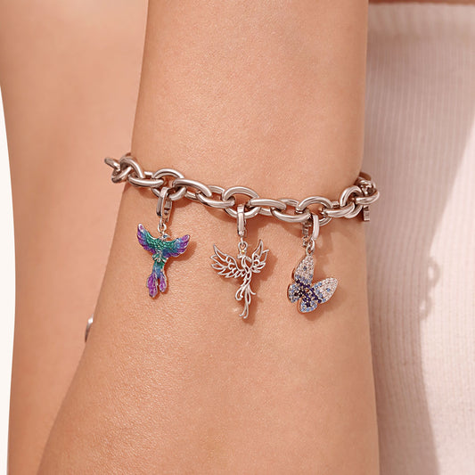 Gnoce Phoenix Clasp Clusters Charm Platinum-plated Silver Blend_6