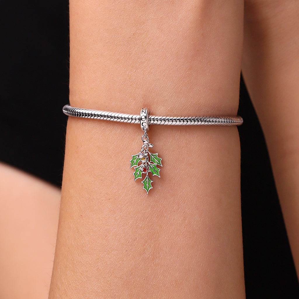 Gnoce Christmas Green Holly Berries Birthstone Pendant Dangle Charm_7