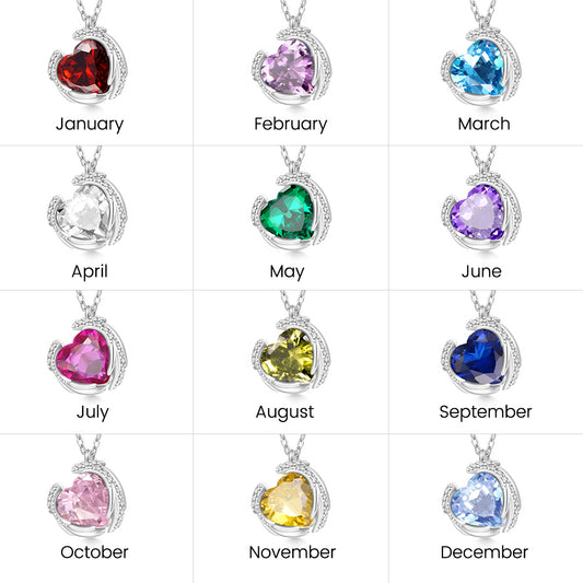 Gnoce Engravable Birthstone Love Heart Wings Necklace_7