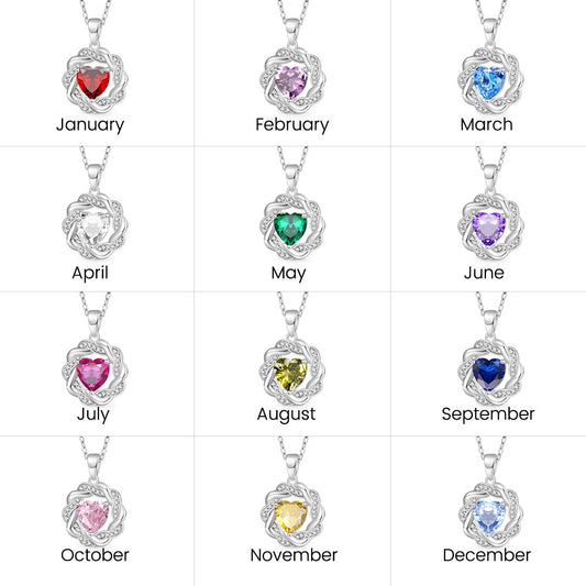 Gnoce Circle of Gratitude Diamond Heart Birthstone Necklace_5