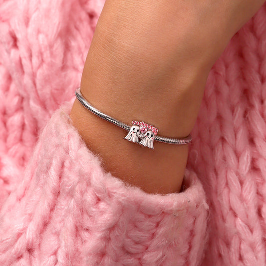 Gnoce Hand-in-Hand Ghost Soulmate Heart Engravable Charm_5