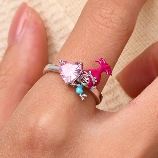 Gnoce Trolls Poppy Embraces Heart Gemstone Ring_5