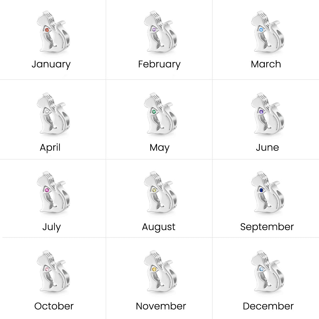 Gnoce Cute Cat Silhouette Birthstone Charm_7