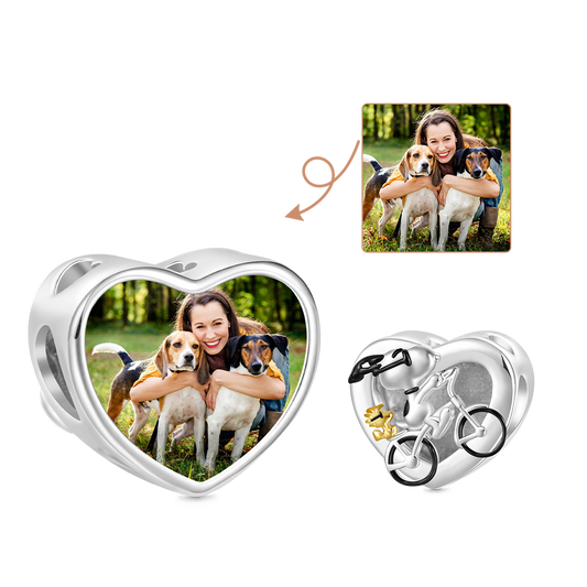 Gnoce Peanuts Woodstock & Snoopy Riding Bike Photo Charm_2