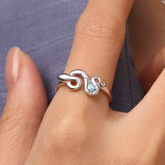 Gnoce Zodiac Snake Birthstone Ring_5