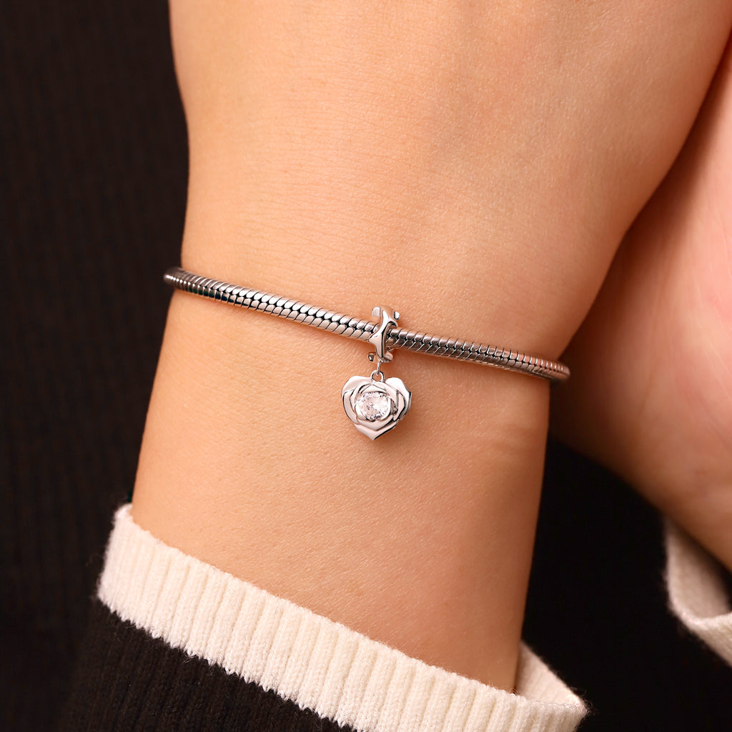 Gnoce Elegant Rose Heart Pendant Dangle Charm_5