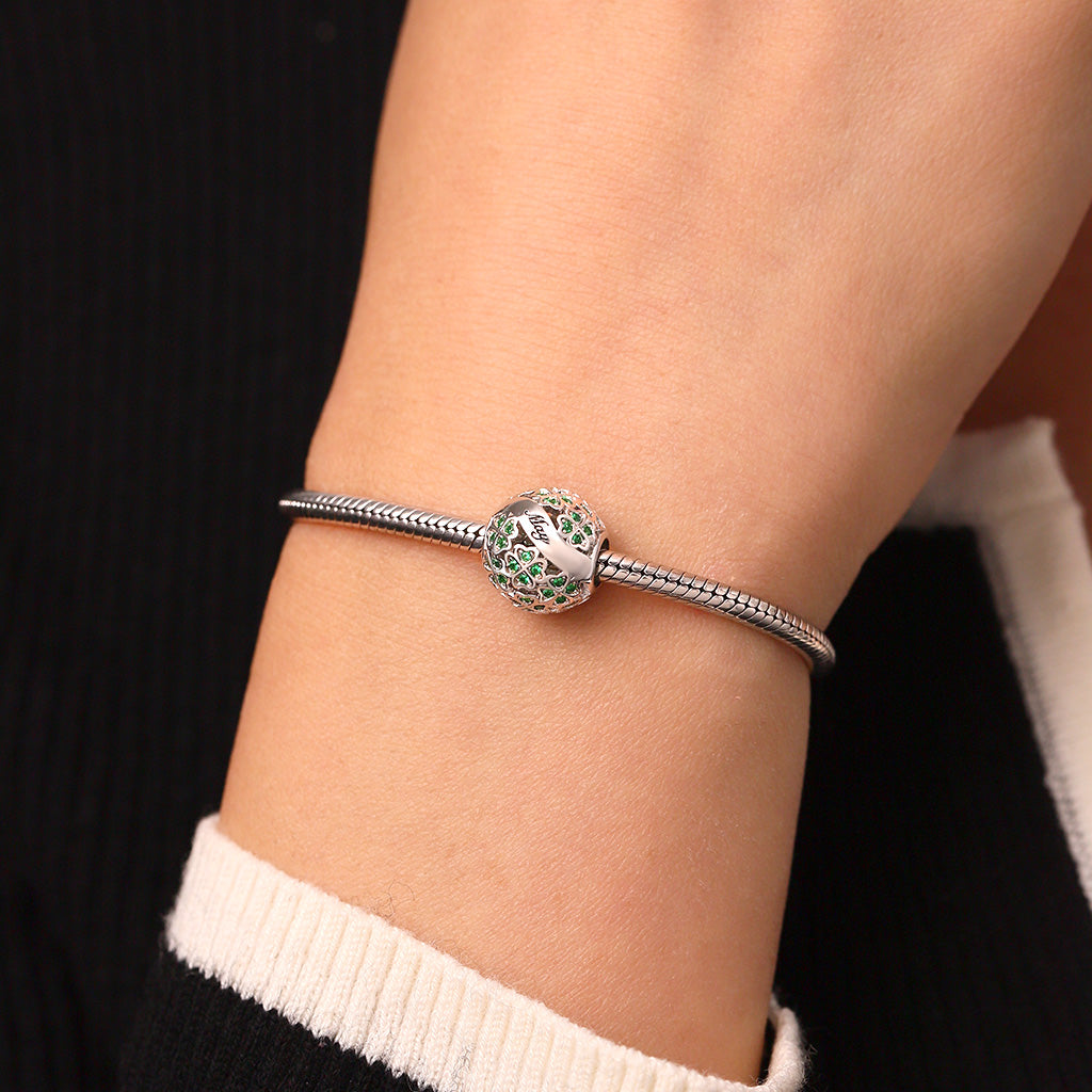 Gnoce Glittering Birthstone Four-leaf Clover Round Charm_7