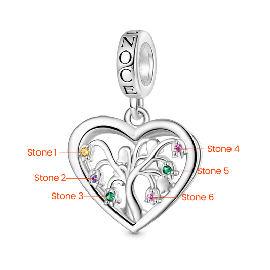 Gnoce Birthstone Lily Tree of Life Heart Pendant Dangle Charm_2