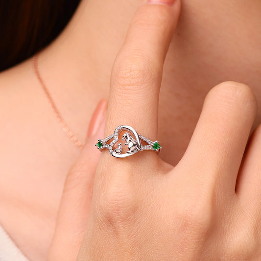Gnoce Dinosaur Mother and Child Heart Ring_5