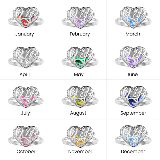 Gnoce Mother's Day Openable Hollow Heart with Diamond Ring_7