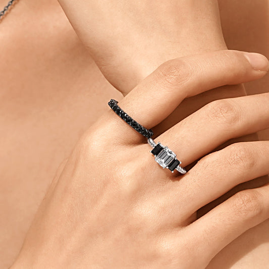 Gnoce Black Onyx Round-cut Statement Eternity Band Ring_6