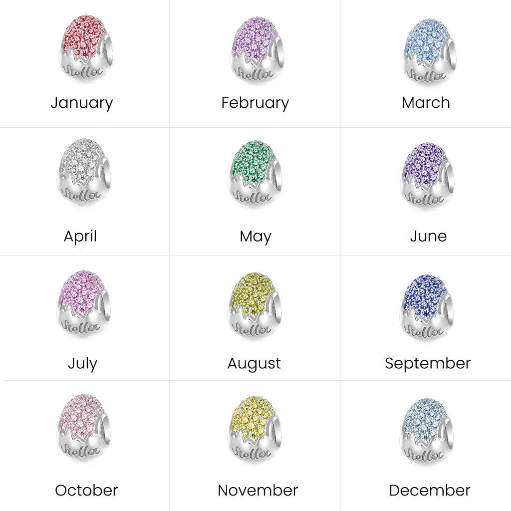 Gnoce Engravable Easter Egg Inlaid White Diamonds Pendant Dangle Charm_7