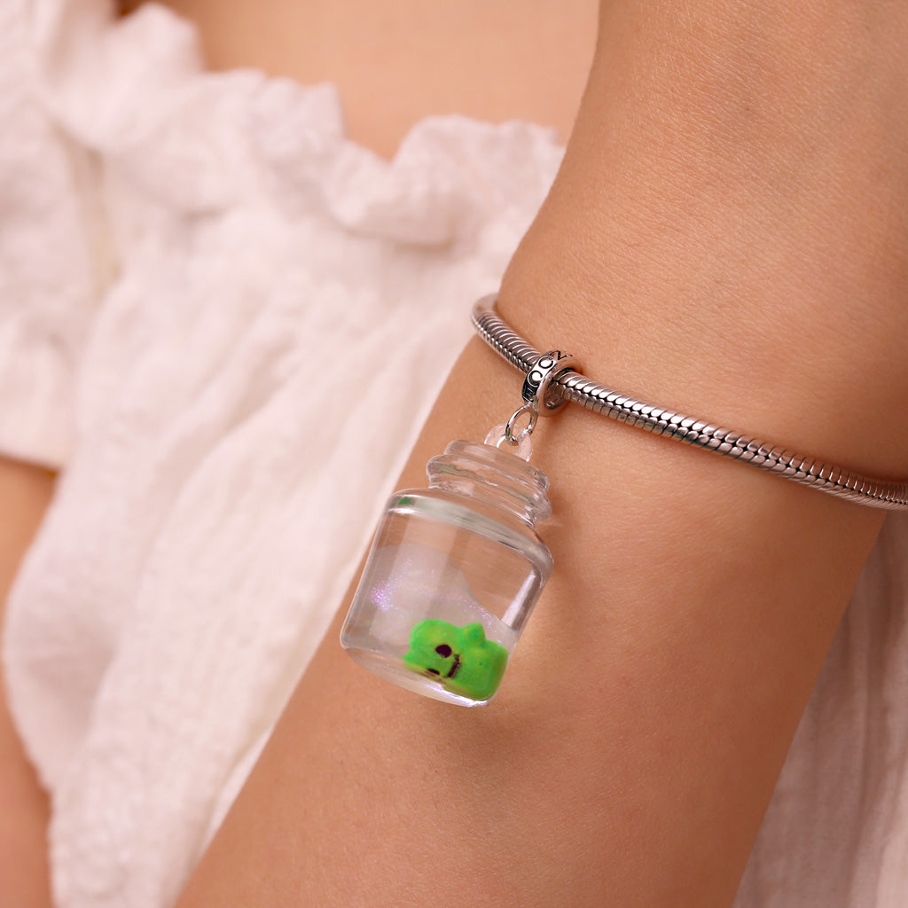 Gnoce Glow-in-the-Dark Ghost Glass Bottle Charm Platinum-plated Silver Blend_6