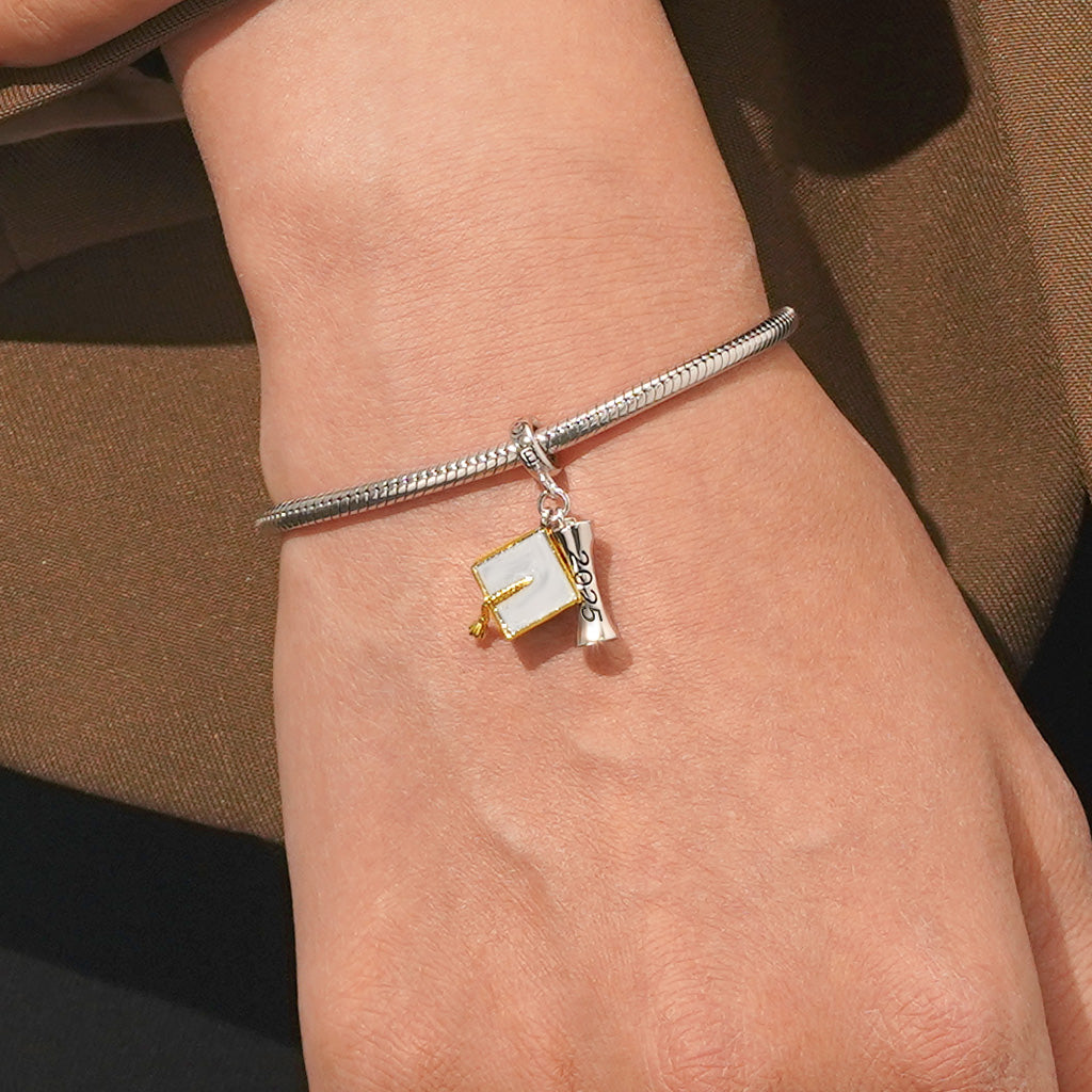 Gnoce Engravable Graduation Season Bachelor Cap Pendant Dangle Charm_7