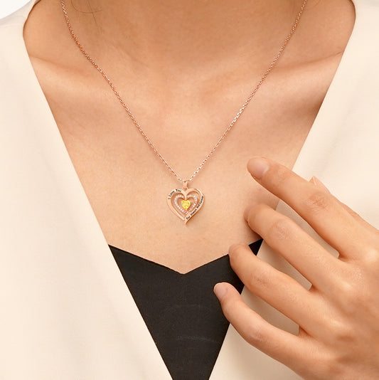 Gnoce "I Love You" Heart Birthstone Necklace_6