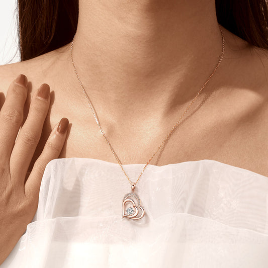 Gnoce Simple Double Love Heart Birthstone Necklace_6