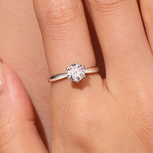 Gnoce Classic 0.5CT Round Halo 925S & VVS Moissanite Engagement Ring_6