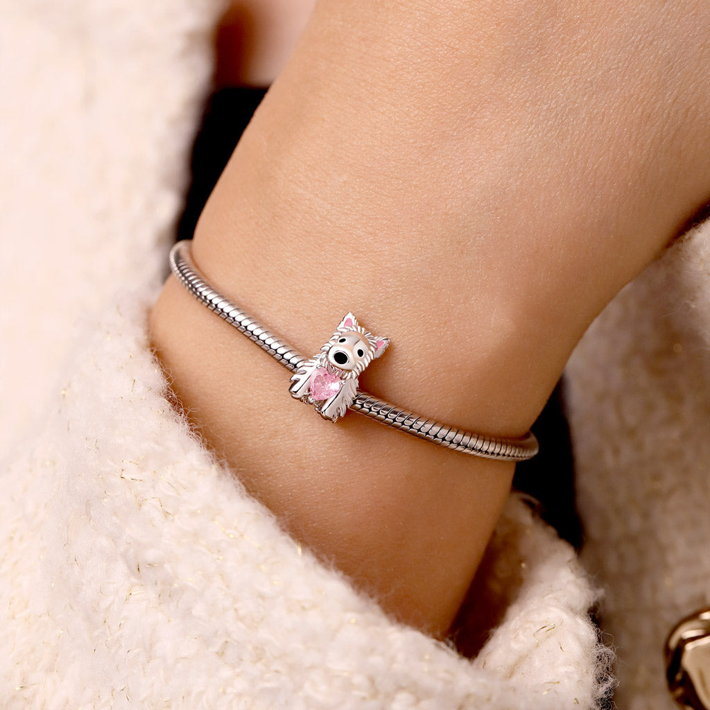 Gnoce West Highland Terrier Puppy Embraces Charm Platinum-plated Silver Blend_7
