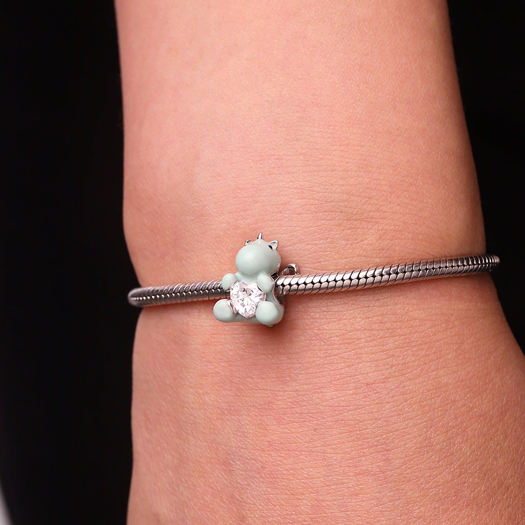 Gnoce Glow-in-the-Dark Unicorn Embraces Love Charm Platinum-plated Silver Blend_7